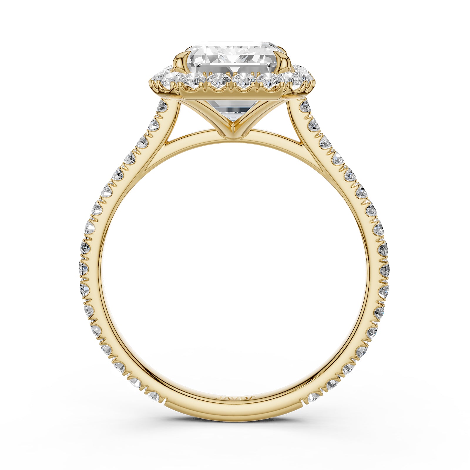 French U Pave Halo 2.54 Ctw. Round IGI Certified Diamond Engagement Ring